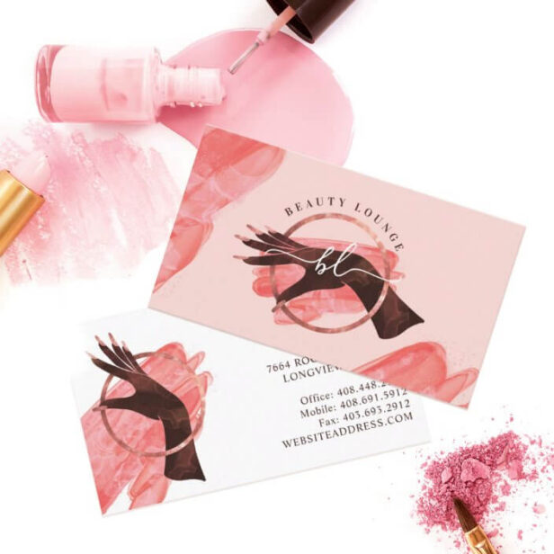 Chic Glitter Glam Nail Art Manicure Salon Monogram Business Card