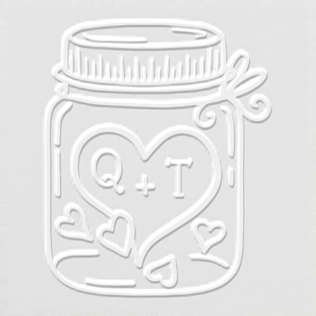 Cute Mason Jar Hearts Couple's Wedding Monogram Embosser