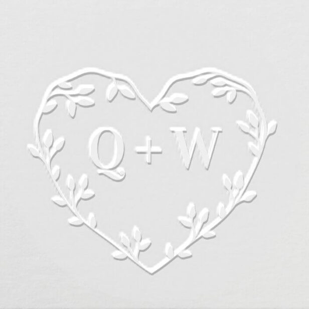 Elegant Heart Branch & Leaves Couples Monogram Embosser