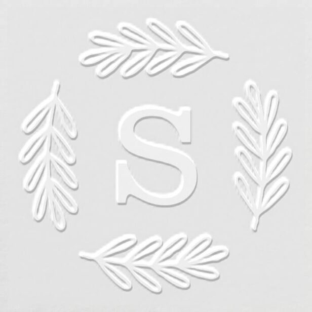 Elegant Natural Laurel Leaf Frame Custom Monogram Embosser