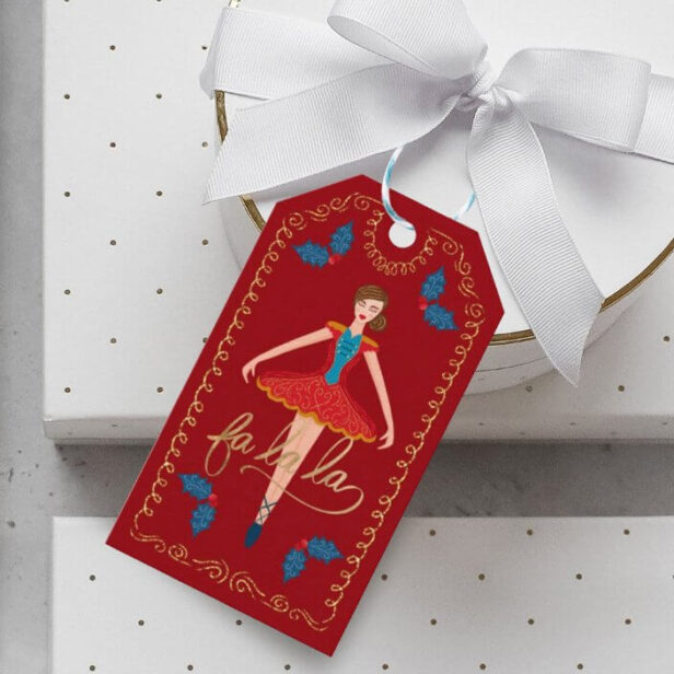 Fa La Christmas Nutcracker Ballet Dancer To & From Red Gift Tags