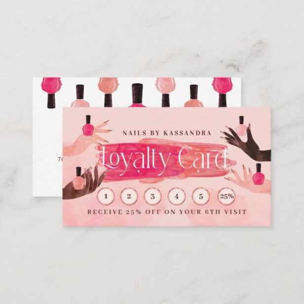 Glam Hands Nail Polish Manicure Nail Salon Loyalty Business Card