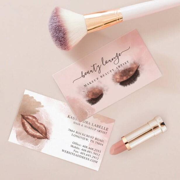 Glitter Glam Beauty Makeup Artist Eyelashes & Lips Business Card