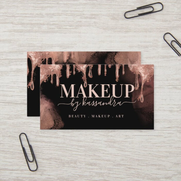 Gold Glitter Drip Glam Makeup By Salon Black Business Card