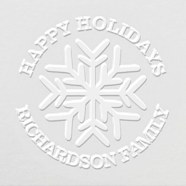 Happy Holidays Fun Festive Snowflake Custom Family Embosser