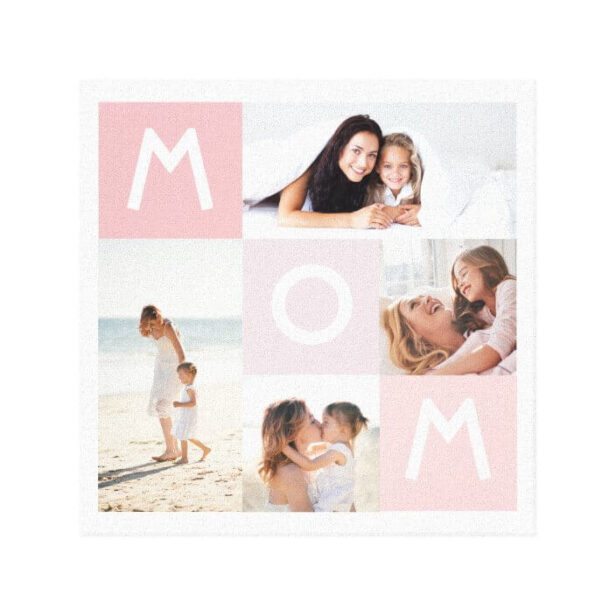 Happy Mothers Day Pink Mom Modern Multi Photo Grid Canvas Print