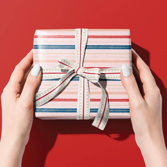 Pink Watercolor Stripes Gift Wrap