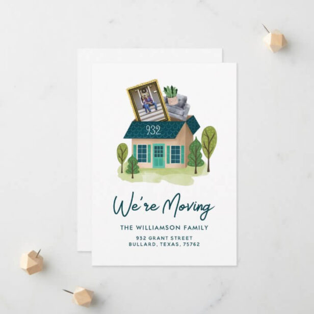 We're Moving | Cardboard House Moving Box Photo Announcement