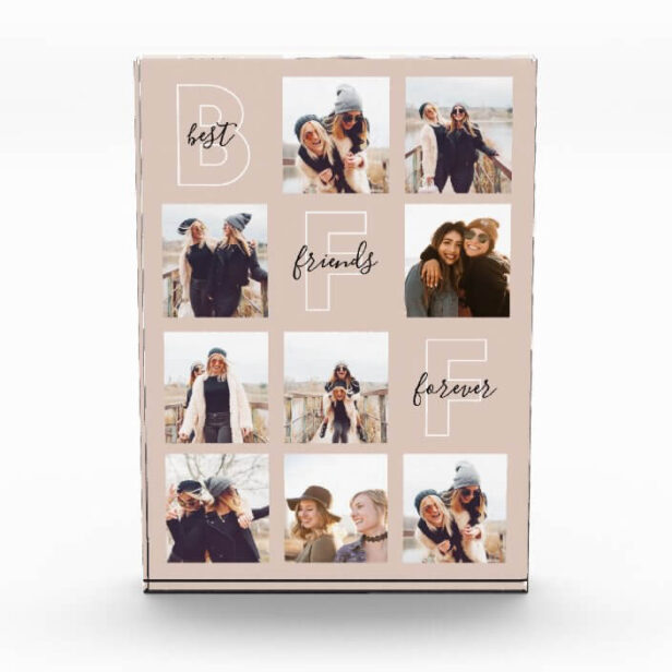 Best Friends Forever BFF Nine Photo Grid Collage Pink Photo Block