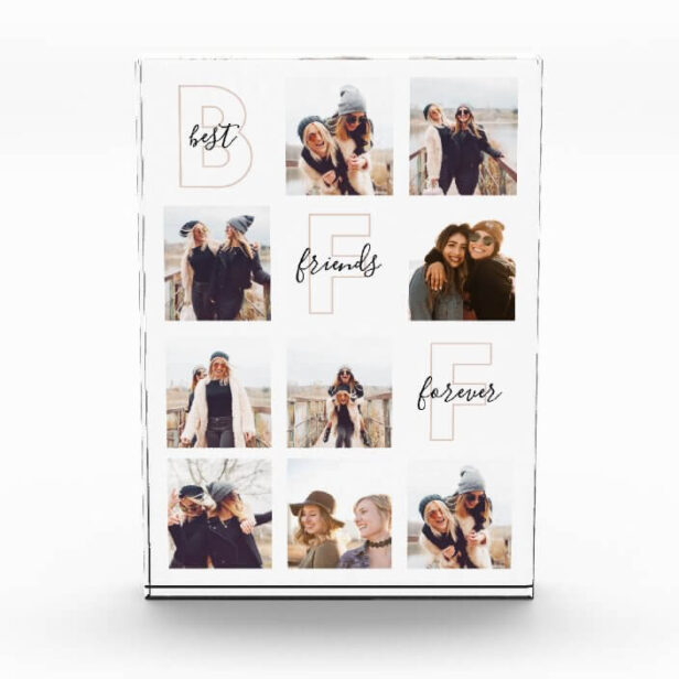 Best Friends Forever BFF Nine Photo Grid Collage White Photo Block