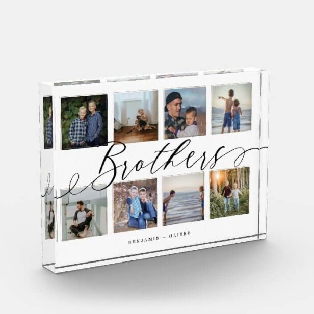 Brothers Script - Gift For Brothers Photo Collage Photo Block