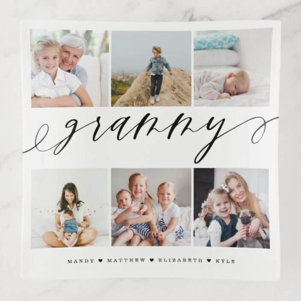 Gift for Grammy | Grandchildren Photo Collage Trinket Tray