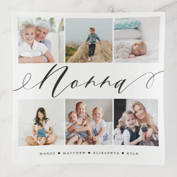 Gift for Nonna - Grandchildren Photo Collage Trinket Tray