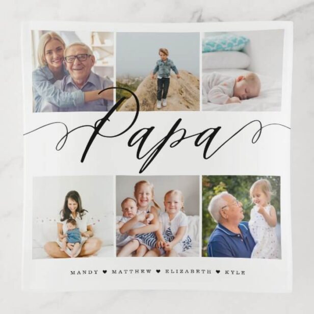 Gift for Papa | Grandchildren Photo Collage Trinket Tray