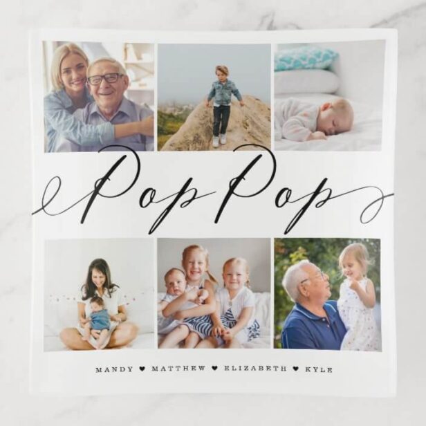 Gift for Pop Pop | Grandchildren Photo Collage Trinket Tray