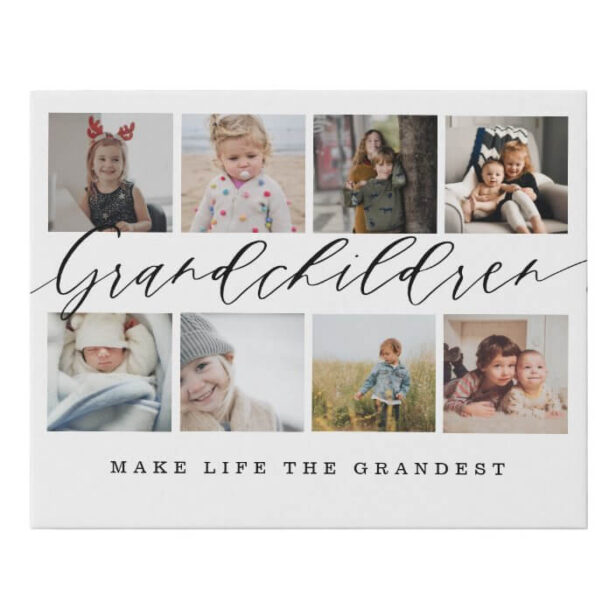 Grandchildren Make Life The Grandest Photo Collage Faux Canvas Print