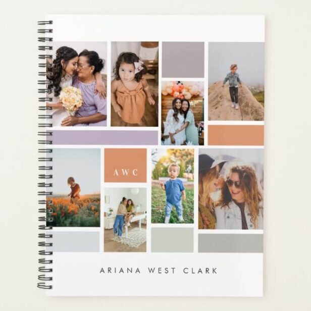 Modern 8 Photo Collage Family Photo Grid White Planner