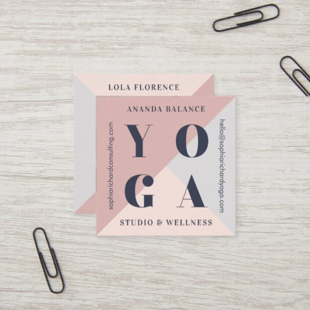Modern Minimal Geometrical Bold Yoga Studio Photo Square Business Card