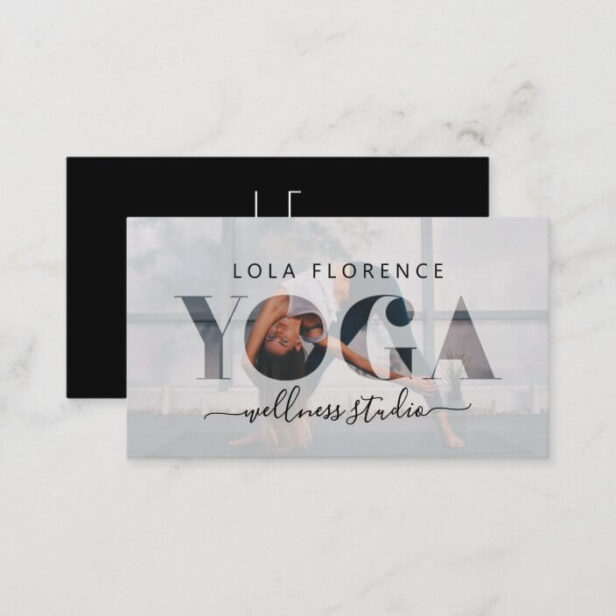 Modern Minimal YOGA Bold Text Overlay Custom Photo Business Card