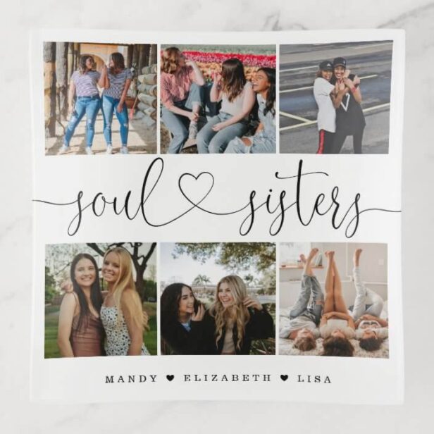 Soul Sisters Script Gift For Friends Photo Collage Trinket Tray