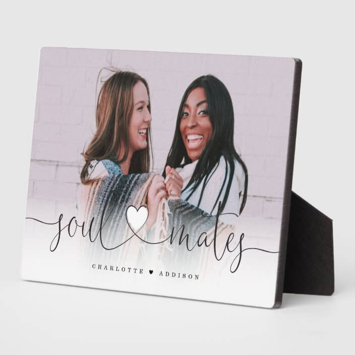Soulmates Heart Script Best Friends Photo Gift Plaque