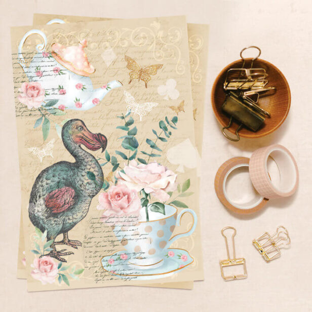 Alice In Wonderland Decoupage Dodo Bird Tissue Paper