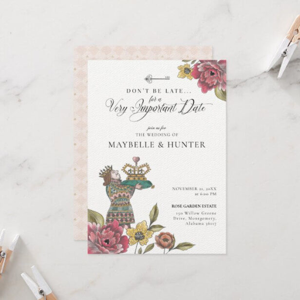Alice In Wonderland Royal Crown Fairytale Wedding Invitation