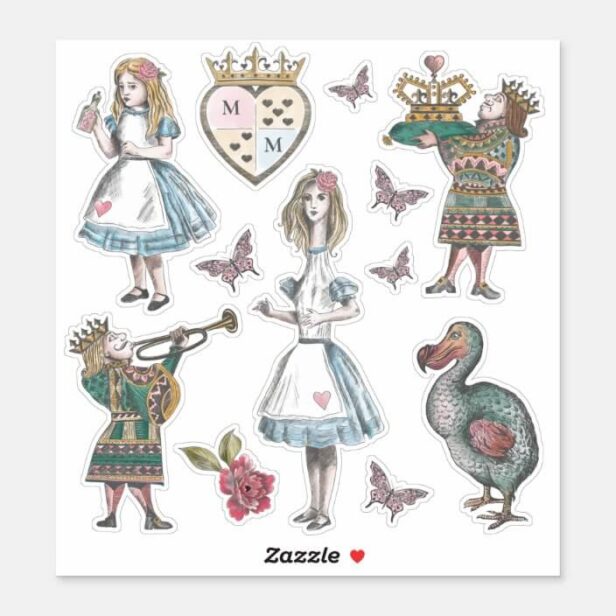 Alice In Wonderland Vintage Storybook Characters Sticker