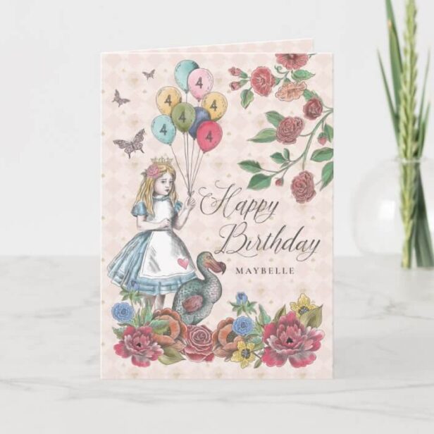 Alice in Wonderland Fairytale Happy Birthday Card