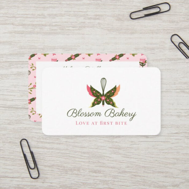 Fun Butterfly Blossom Floral Garden Bakery Whisk Business Card