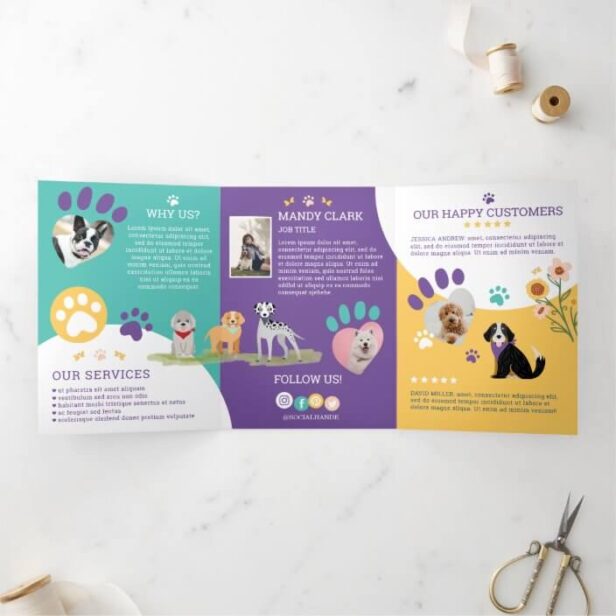 Fun Happy Pet Family Pet Care, Grooming Tri-Fold Card