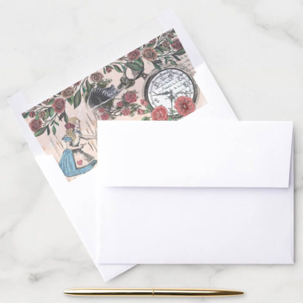 Vintage Alice In Wonderland Fairytale Decoupage Envelope Liner