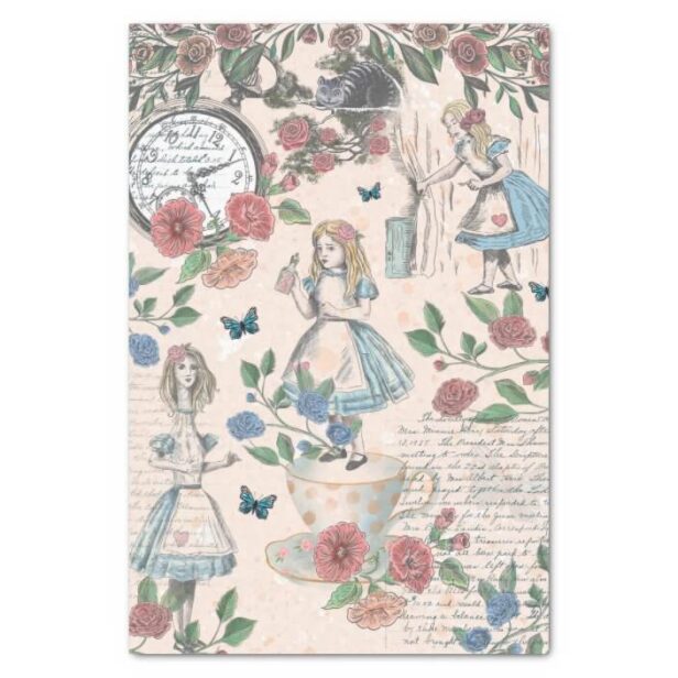 Vintage Alice In Wonderland Fairytale Decoupage Tissue Paper