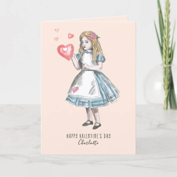 Vintage Alice In Wonderland Happy Valentine's Day Holiday Card
