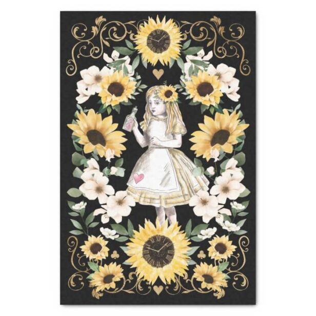Vintage Alice in Wonderland Sunflowers Drink Me Tissue Paper