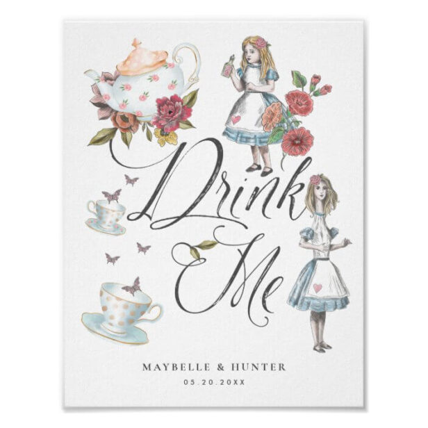 Drink Me | Vintage Alice In Wonderland Tea Party Poster