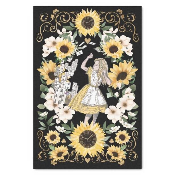 Vintage Alice in Wonderland Watercolor Sunflowers Tissue Paper