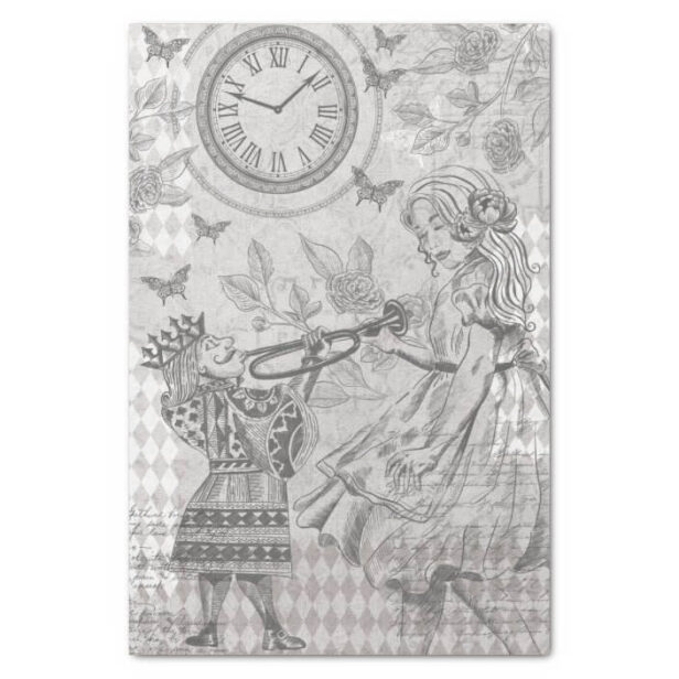 Vintage Sketch Alice In Wonderland Decoupage Tissue Paper