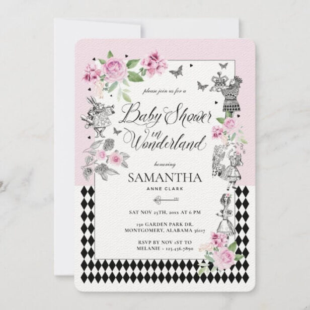 Baby Shower in Wonderland Chic Floral Fairytale Invitation