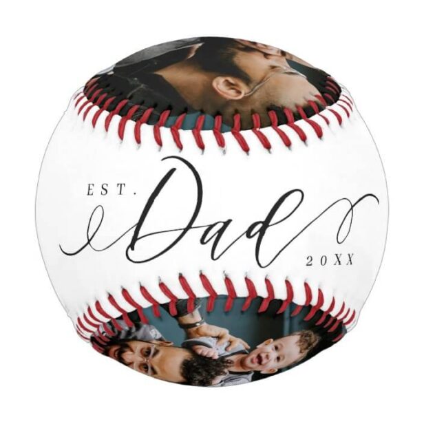Best Dad Ever Script Father's Day 4 Photo Collage Baseball