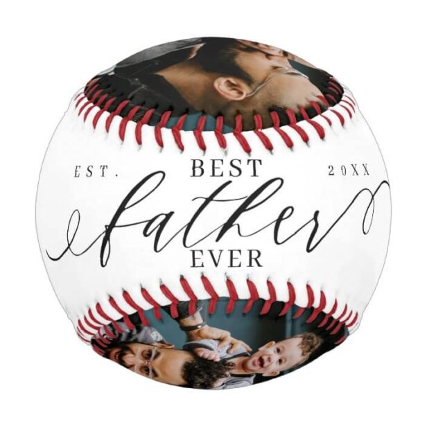 Best Father Ever Script Fathers Day Photo Collage Baseball