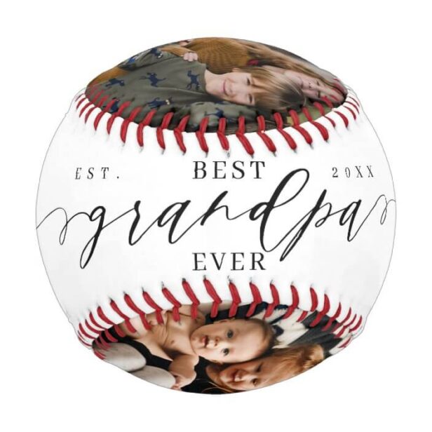 Best Grandpa Ever Script Fathers Day Photo Collage Baseball