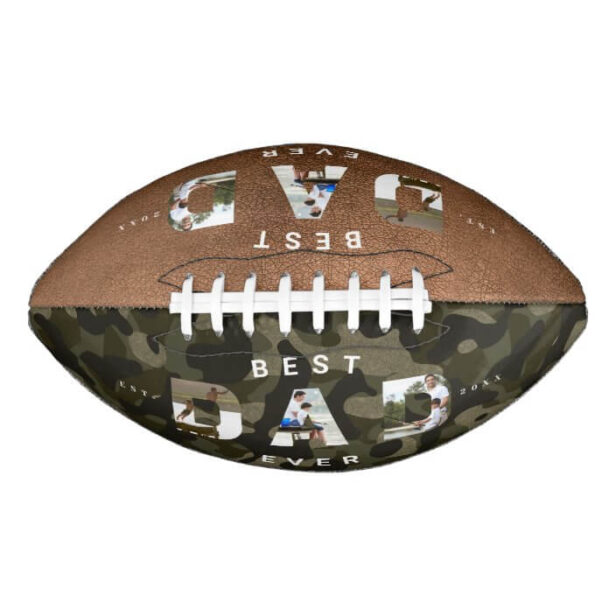 DAD Photo Frame Green Camouflage Pattern & Leather Football