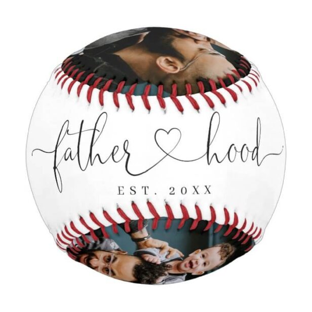 Fatherhood Heart Script Fathers Day Photo Collage Baseball