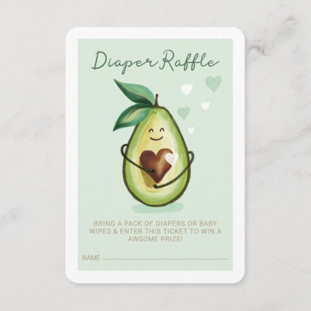 Holy Guacamole Cute & Fun Avocado Diaper Raffle Enclosure Card