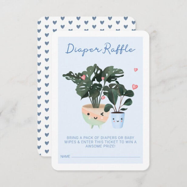 It's A Boy Baby In Bloom Cute Potted Plants Diaper Raffle Enclosure Card
