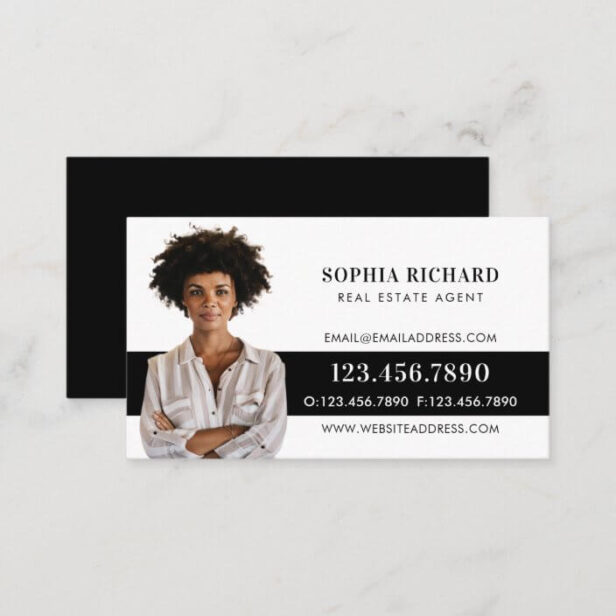 Minimal & Professional Business Photo Portrait Black Business Card