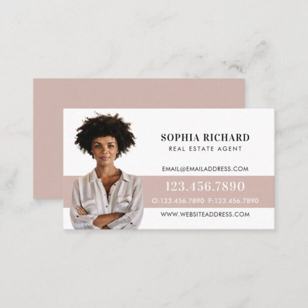 Minimal & Professional Business Photo Portrait Pink Business Card