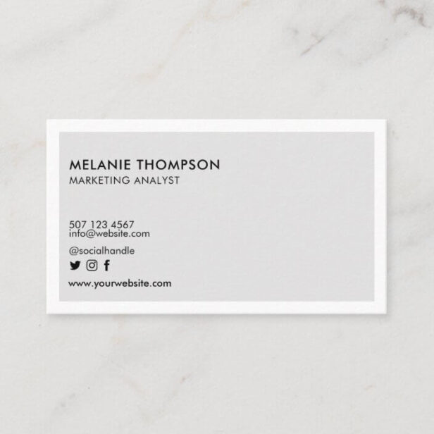 Minimalist Simple Modern Your Custom Company Logo Grey Business Card