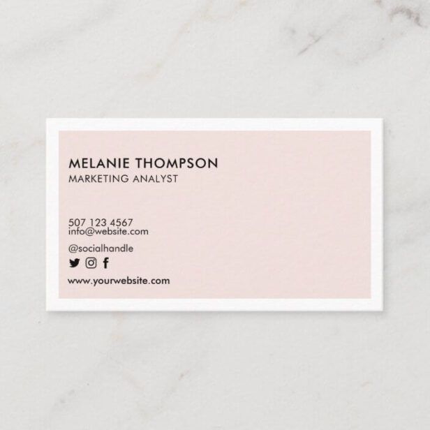 Minimalist Simple Modern Your Custom Company Logo Pink Business Card